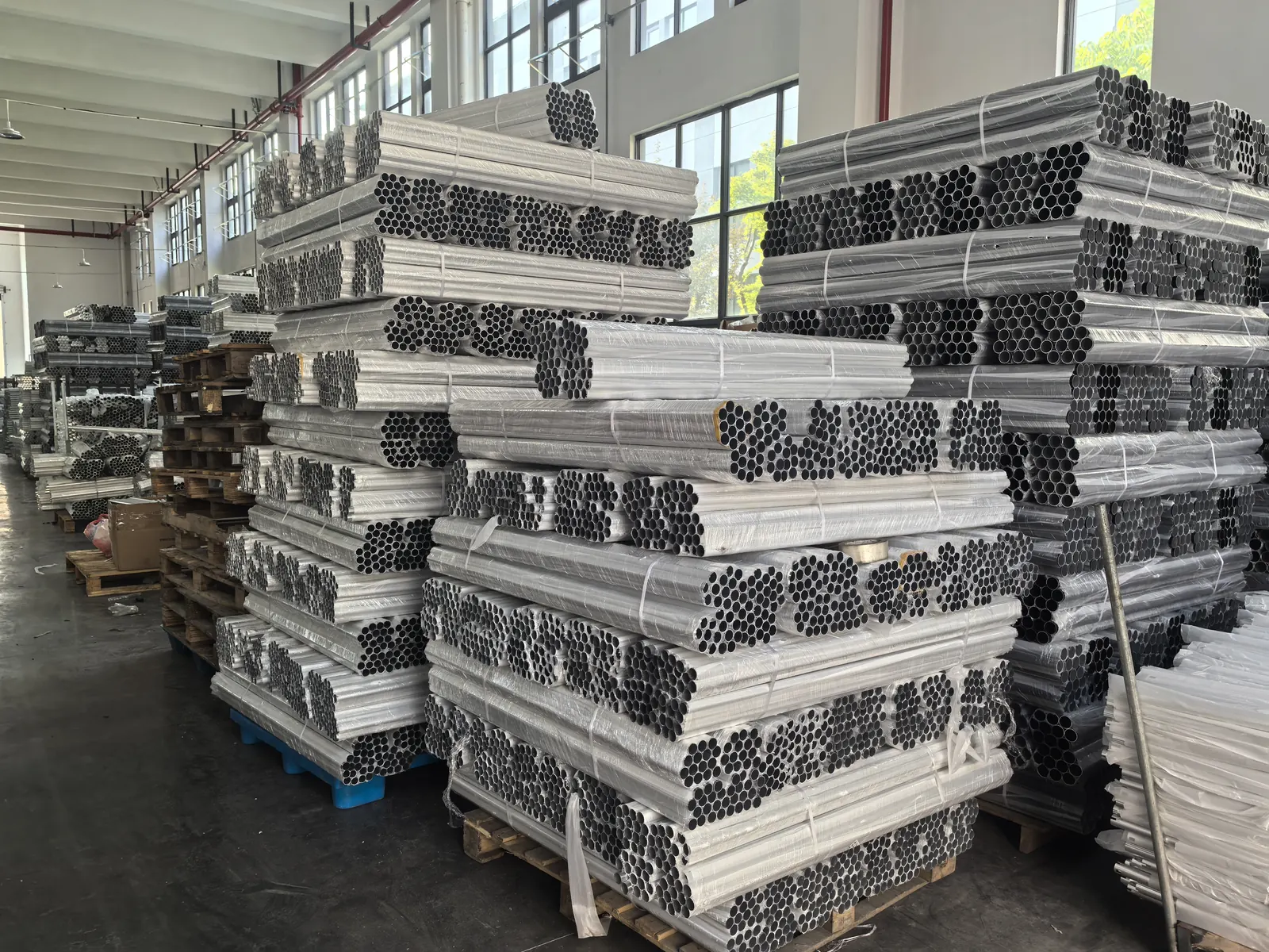 Aluminum tube inventory inside the CleanSystem Pro factory