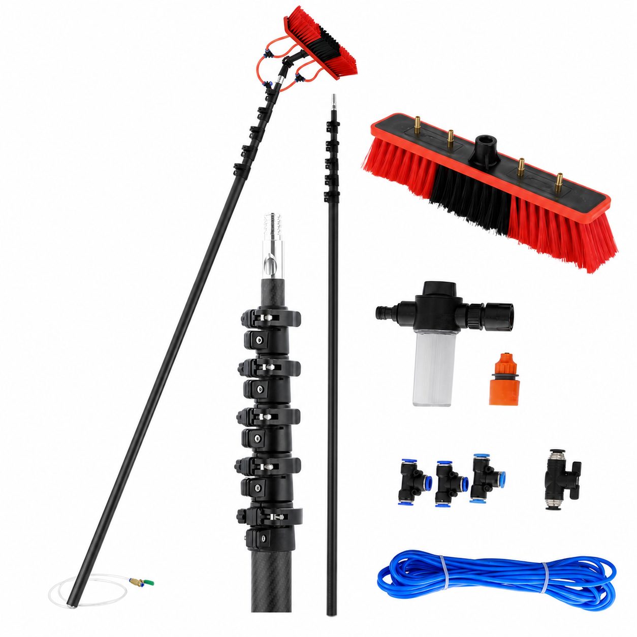 Complete water-fed pole cleaning system